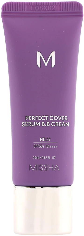 Missha M Perfect Cover Serum B.B. Kreminis daugiafunkcis serumo pagrindo BB veido kremas, atspalvis: 27 Honey rusvai gelsvas, 20 ml