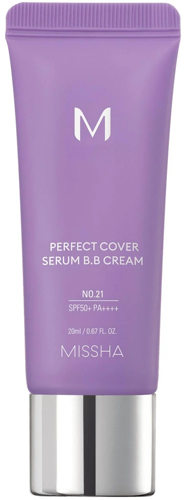 Missha M Perfect Cover Serum B.B. Kreminis daugiafunkcis serumo pagrindo BB veido kremas, atspalvis: 21 Light rusvai gelsvas, 20 ml