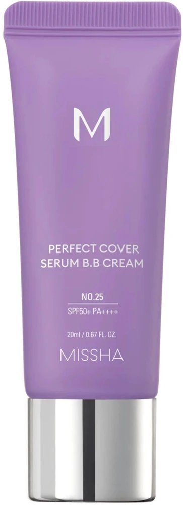 Missha M Perfect Cover Serum B.B. Kreminis daugiafunkcis serumo pagrindo BB veido kremas, atspalvis: 25 Warm rusvai gelsvas, 20 ml