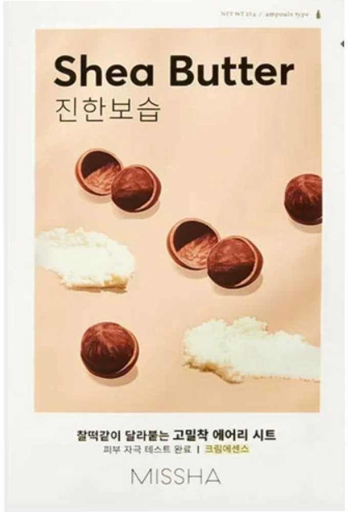 Missha Airy Fit Sheet Mask Sviestmedžių aliejumi lakštinė veido kaukė su taukmedžio ekstraktu, 1 vnt.