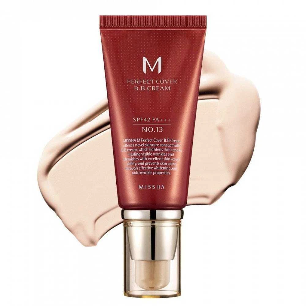 Missha Perfect Cover B.B Kreminis SPF 42 PA +++ BB kremas, atspalvis: No. 13 Bright rusvai gelsvas, 50 ml