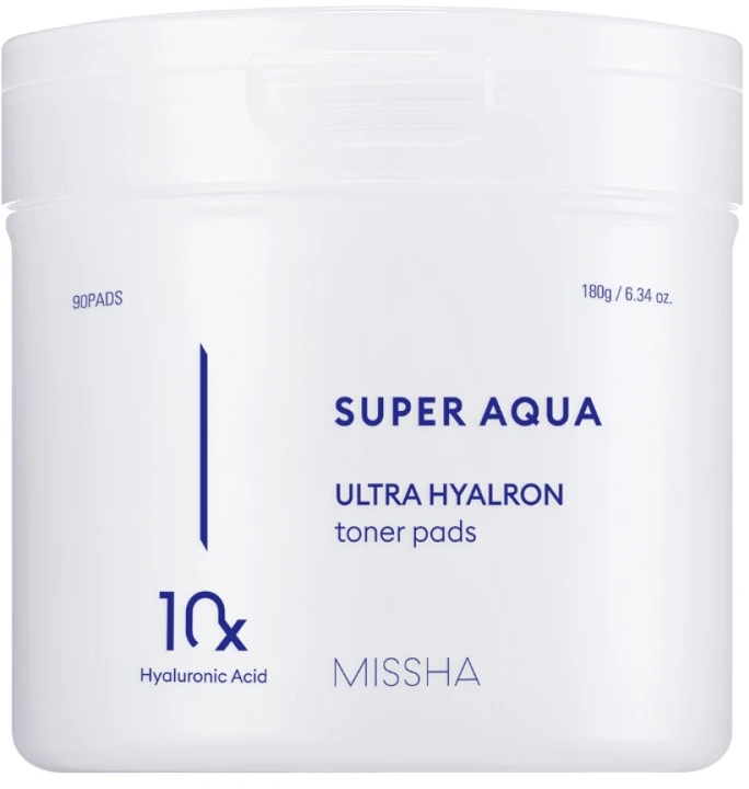 Missha Super Aqua Ultra Hyalron Toneris Pads drėkinantys padeliai veidui, 90 vnt.