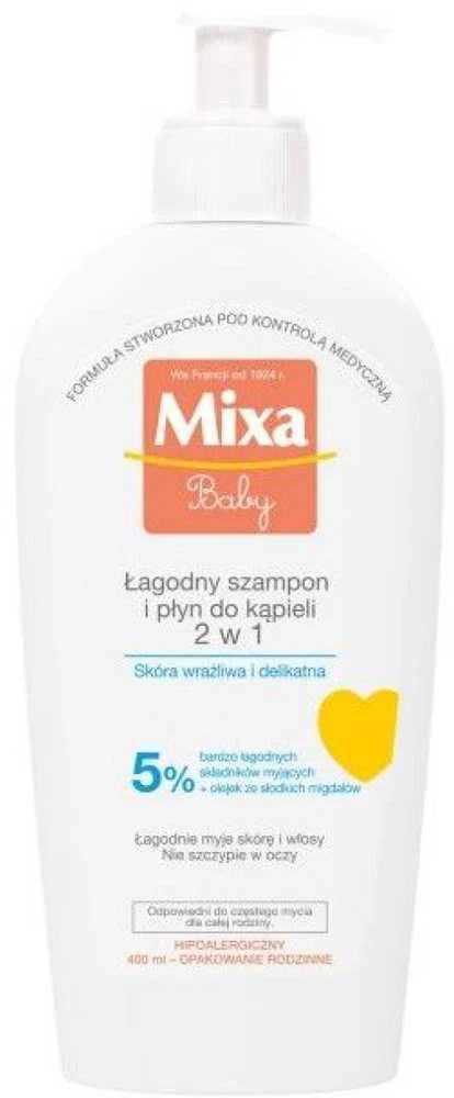 Mixa Baby 2in1 švelnus šampūnas ir prausiklis plaukams bei kūnui be muilo 400ml