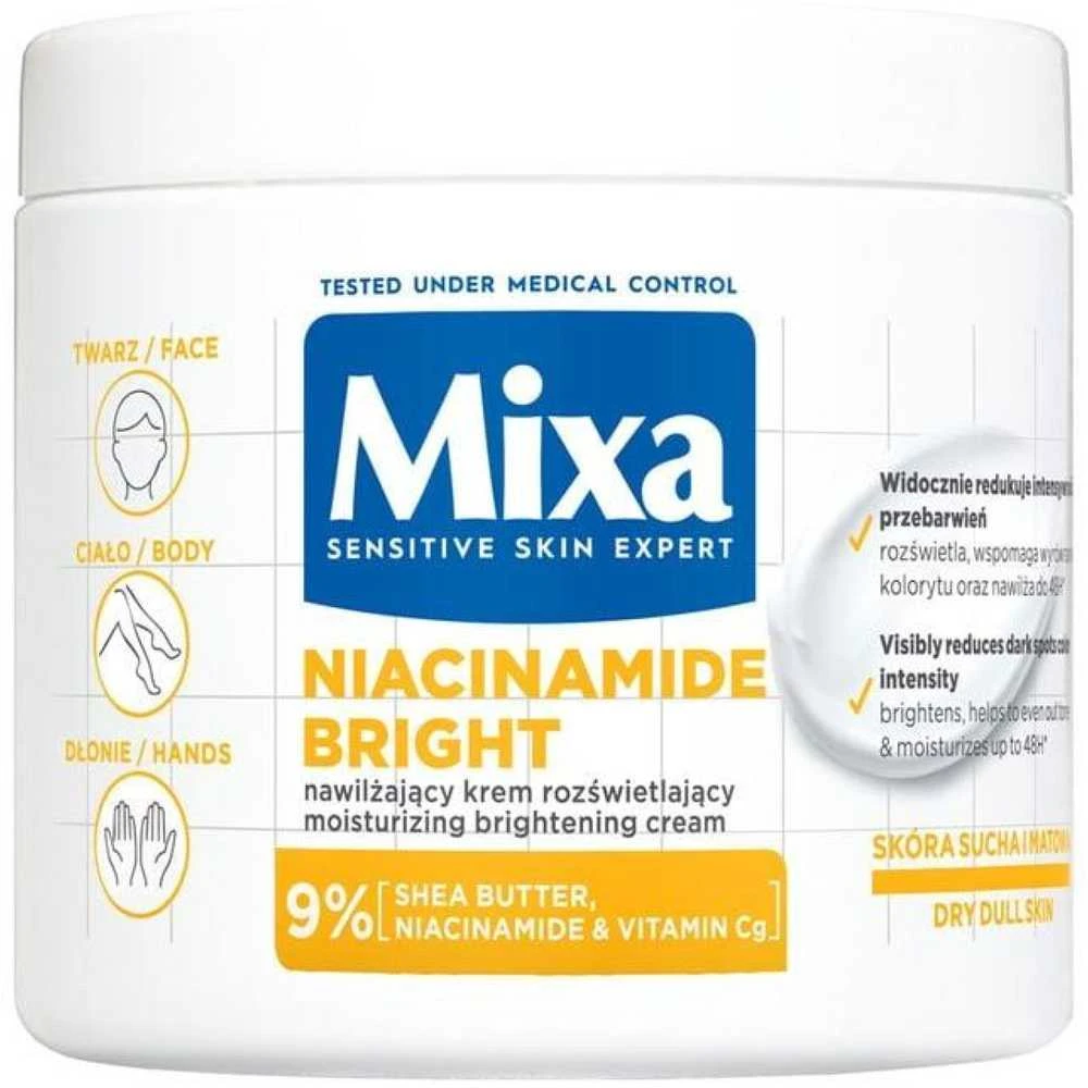 Mixa Niacinamide Bright Moisturising Anti-Dark Spot Kremas skaistinantis ir drėkinantis veido kremas, 400 ml