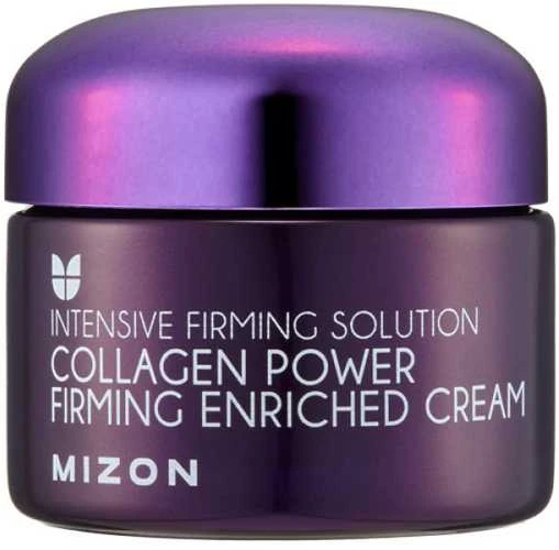 Mizon Stangrininamasis kremas, kurio sudėtyje yra 54 % jūrinio kolageno (Collagen Power Firming Enriched Kreminis), 50 ml