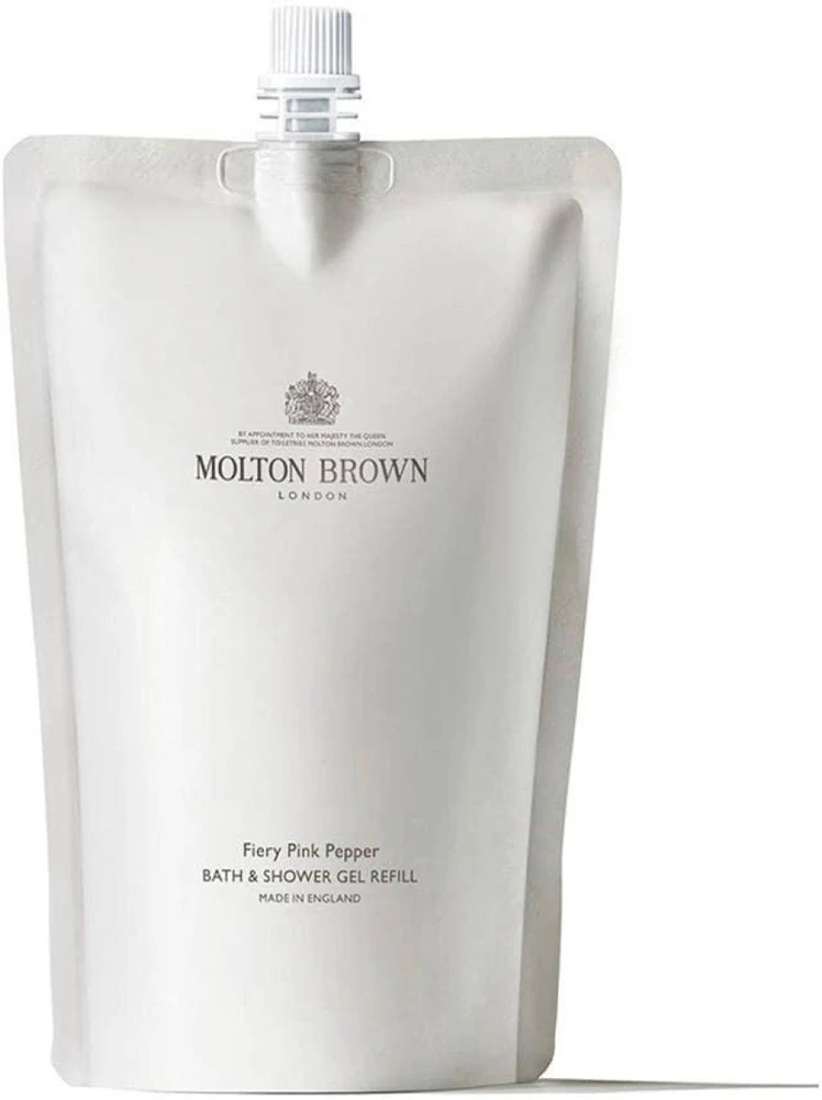 Molton Brown Infinite Bottle Fiery Rožinė Pepper Bath & Dušo želė Refill dušo gelio papildymas, 400 ml