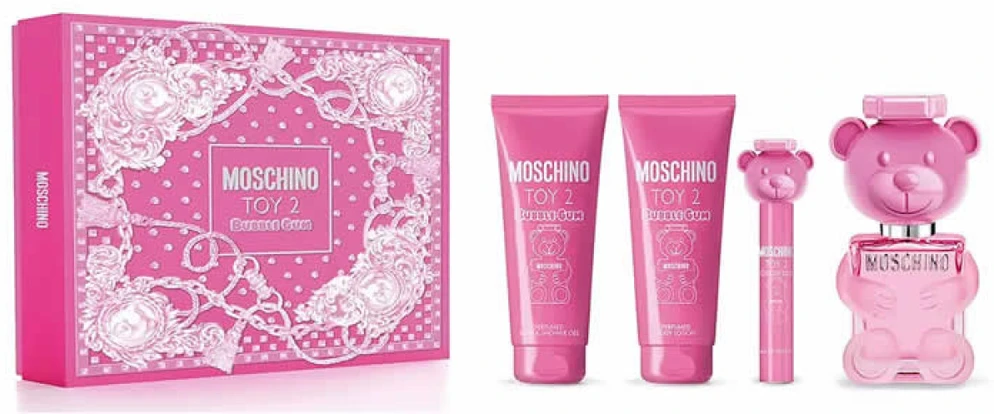 Kvepalų rinkinys moterims Moschino Toy 2 Bubble Gum (EDT, 100 ml + dušo želė, 100 ml + kūno losjonas, 100 ml + EDT, 10 ml)