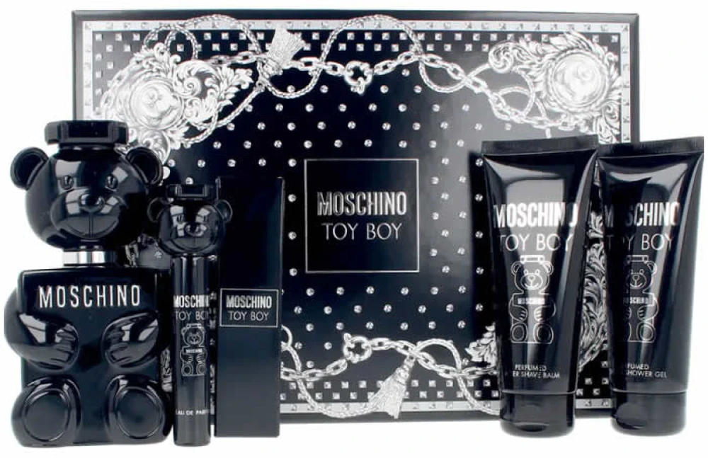 Kvepalų rinkinys vyrams Moschino Toy Boy (EDP, 100 ml + dušo želė, 100 ml + balzamas po skutimosi, 100 ml + EDP, 10 ml)