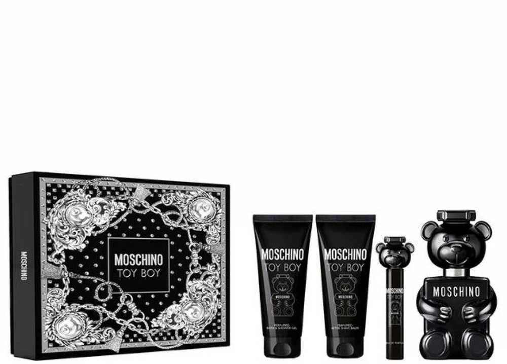 Kvepalų rinkinys vyrams Moschino Toy Boy (EDP, 100 ml + dušo želė, 100 ml + balzamas po skutimosi, 100 ml + EDP, 10 ml)