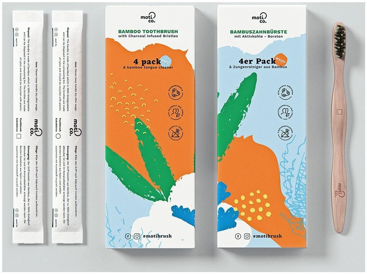 moti-co Bamboo Toothbrush Kit Bambukinis burnos priežiūros rinkinys, 1vnt