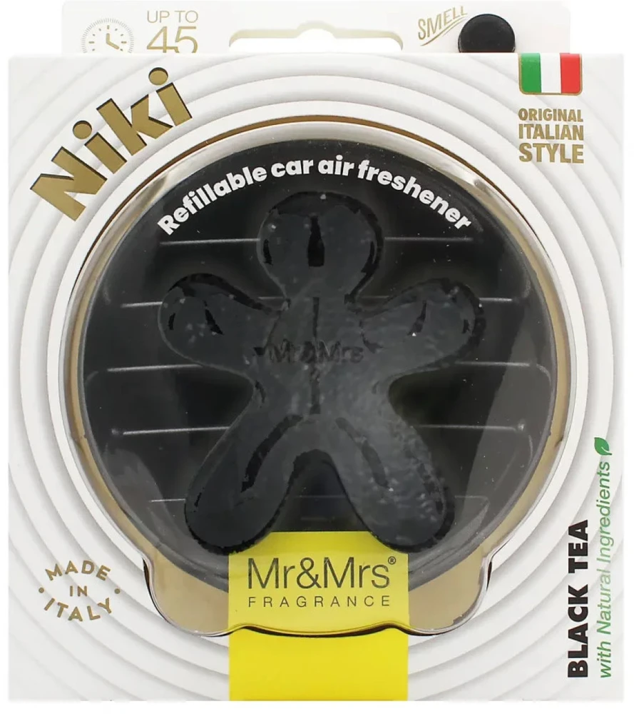 Mr&Mrs Fragrance Niki Leather Car Air Freshener Juodas Tea automobilio kvapas, 1 vnt.