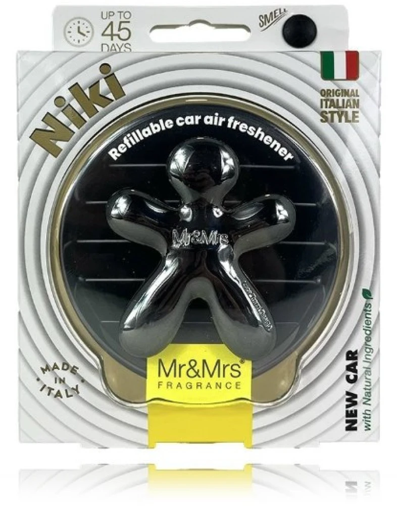 Mr&Mrs Fragrance Niki Big Titanium Chrome New Car automobilio kvapas, 1 vnt.