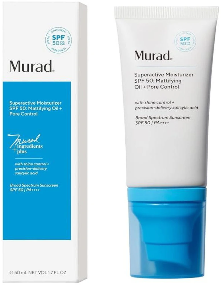 Murad Skincare Murad Superactive Moisturizer Oil + Pore Control SPF40 veido kremas, 50 ml