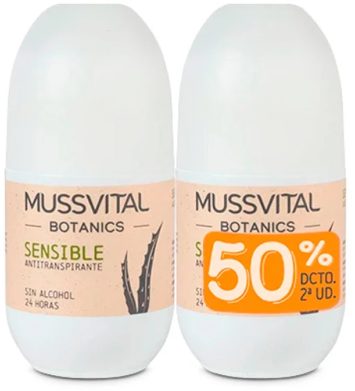 Mussvital Botanics Dezodorantas Sensitive 75ml rinkinys 2 vienetai