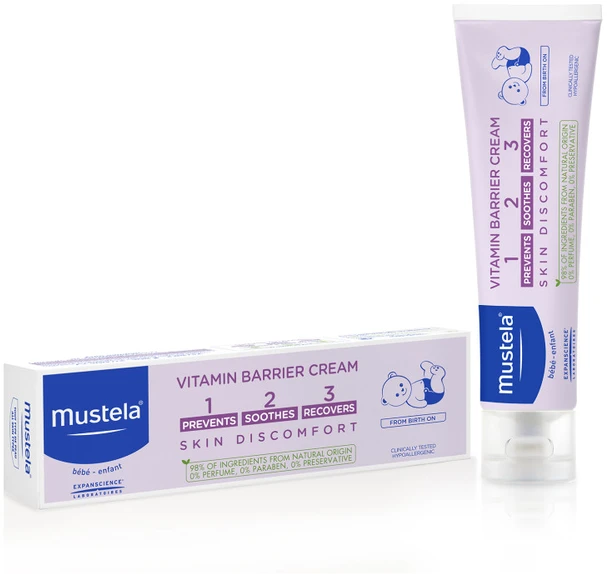 Mustela 1 2 3 Vitamin Barrier Kreminis kremas nuo sauskelnių dirginimo, 50 ml