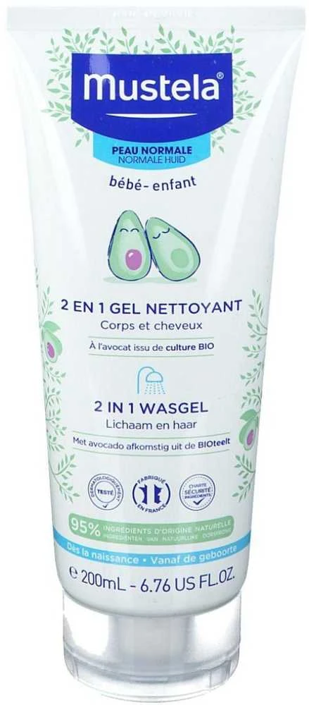Mustela 2-In-1 Cleansing Gel prausimosi gelis kūdikiams ir vaikams, 200 ml