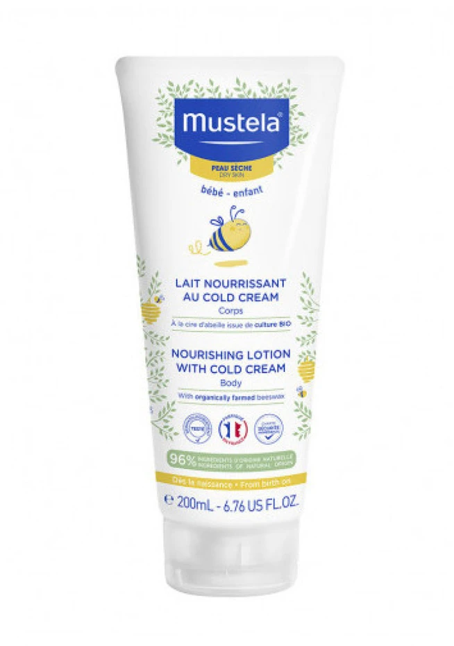 „Mustela Vaikiškas“ maitinamasis kūno losjonas sausai odai (maitinamasis losjonas su šaltuoju kreminiu), 200 ml