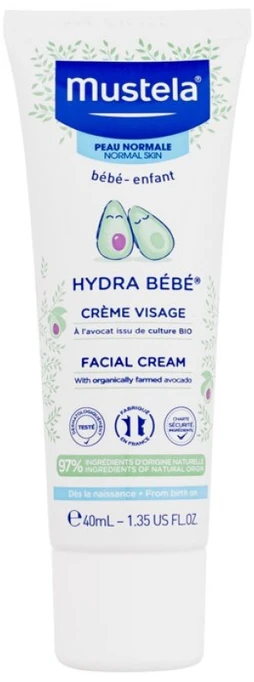 Mustela Hydra Bébé® Facial Kreminis veido kremas vaikams, 40 ml