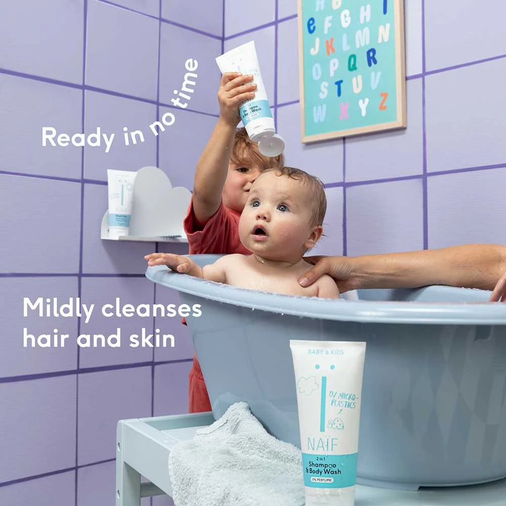 Naif Natural Skincare NAÏF Washing gel and Šampūnas 2 in 1 for children and babies (2 in 1 Šampūnas and Kūno prausiklis), 200 ml