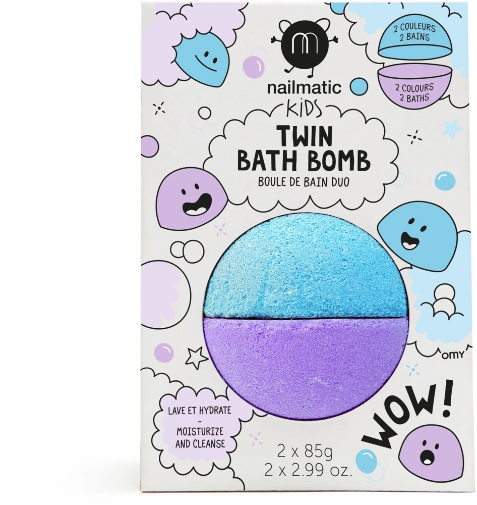 Nailmatic KIDS TWIN Bath Bomb Mėlyna & Violetinė vonios burbulai, 2x85g