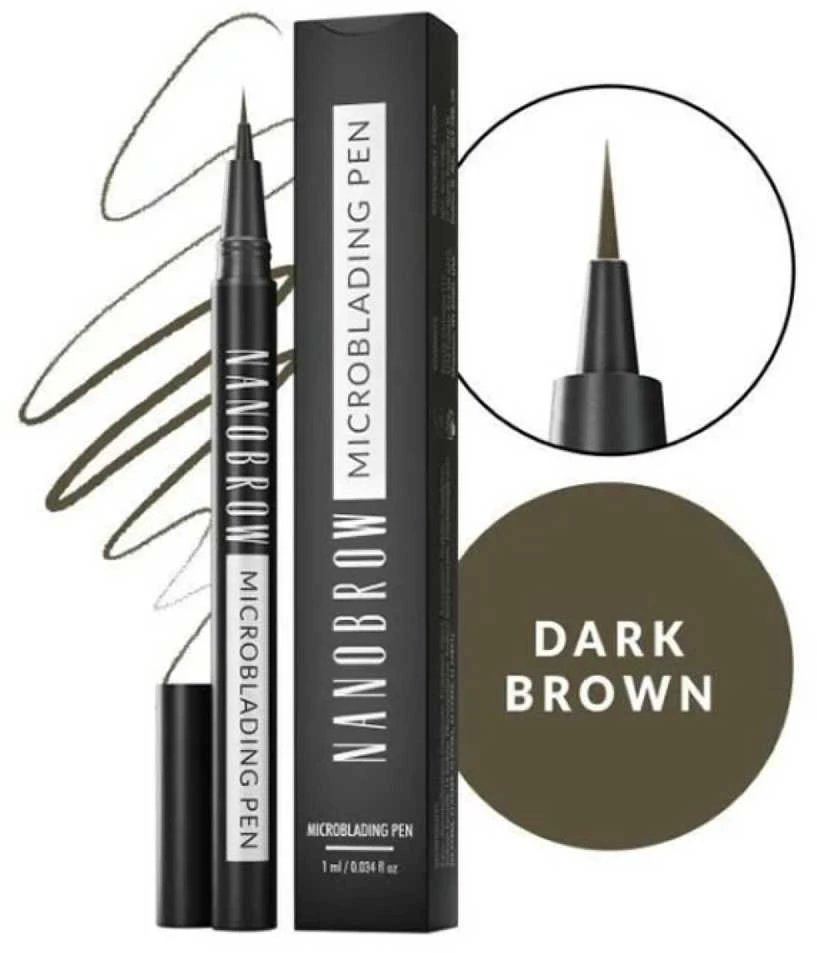 antakių pieštukas Nanobrow Microblading Pen Dark Brown 1ml