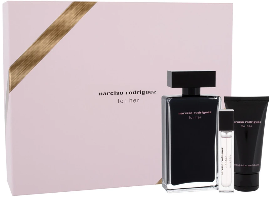 Narciso Rodriguez For Her rinkinys moterims (EDP, 100 ml + EDP, 10 ml + kūno losjonas, 50 ml)
