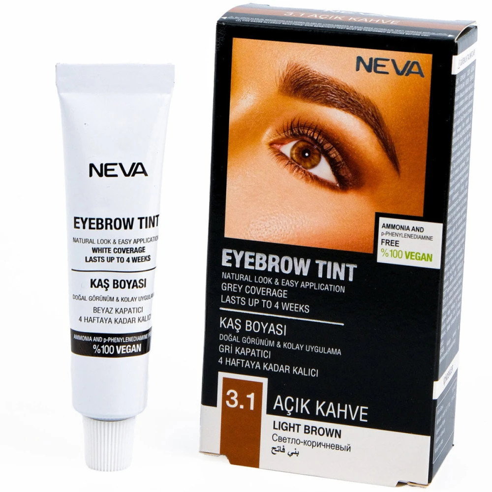 Neva Eyebrow Tint Permanent Hair Dye šviesiai rudas, 30 ml