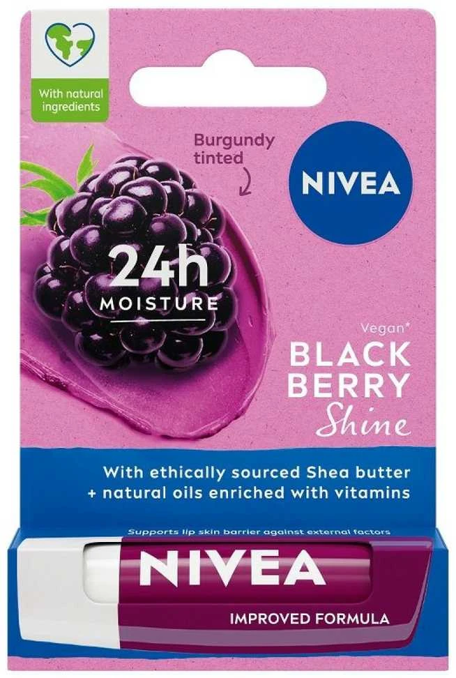 Nivea 24H Moisture lūpų dažai su gervuogių ir žvilgesio efektu, 4,8 g
