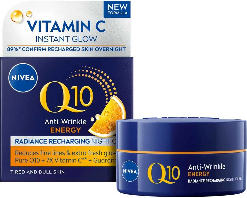 Nivea energizuojantis naktinis kremas nuo raukšlių su Q10 Energy (Kreminis), 50 ml