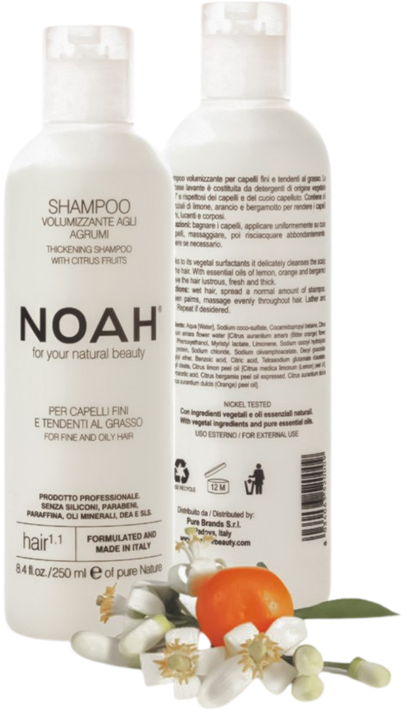 Noah 1.1. Thickening Šampūnas With Citrus Fruits Šampūnas besiriebaluojantiems plaukams, 250 ml