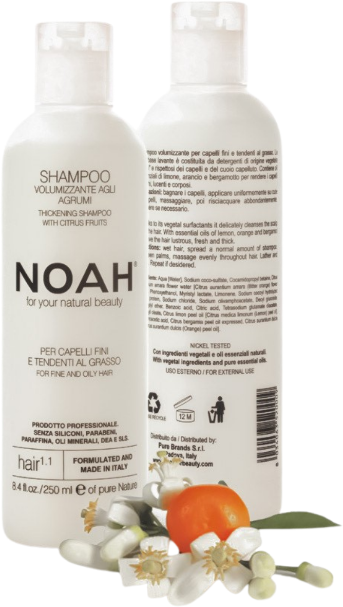 Noah 1.1. Thickening Šampūnas With Citrus Fruits Šampūnas besiriebaluojantiems plaukams, 250 ml