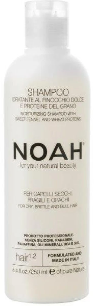 Noah 1.2. Moisturizing Šampūnas With Sweet Fennel And Wheat Protein Šampūnas sausiems ir lūžinėjantiems plaukams, 250 ml