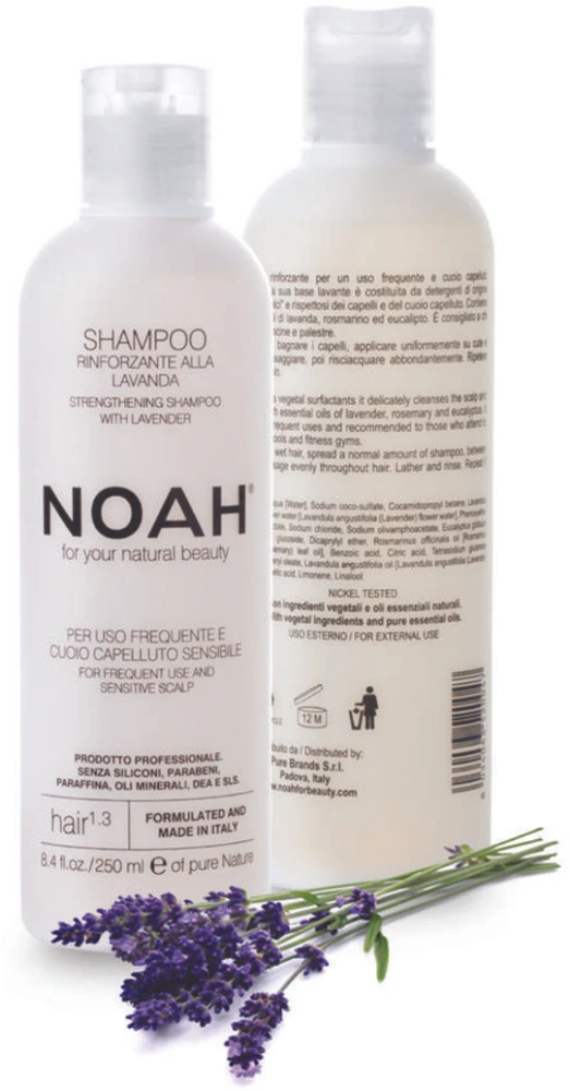 Noah 1.3. Strengthening Šampūnas With Lavender Šampūnas kasdieniam naudojimui, jautriai galvos odai, 250 ml