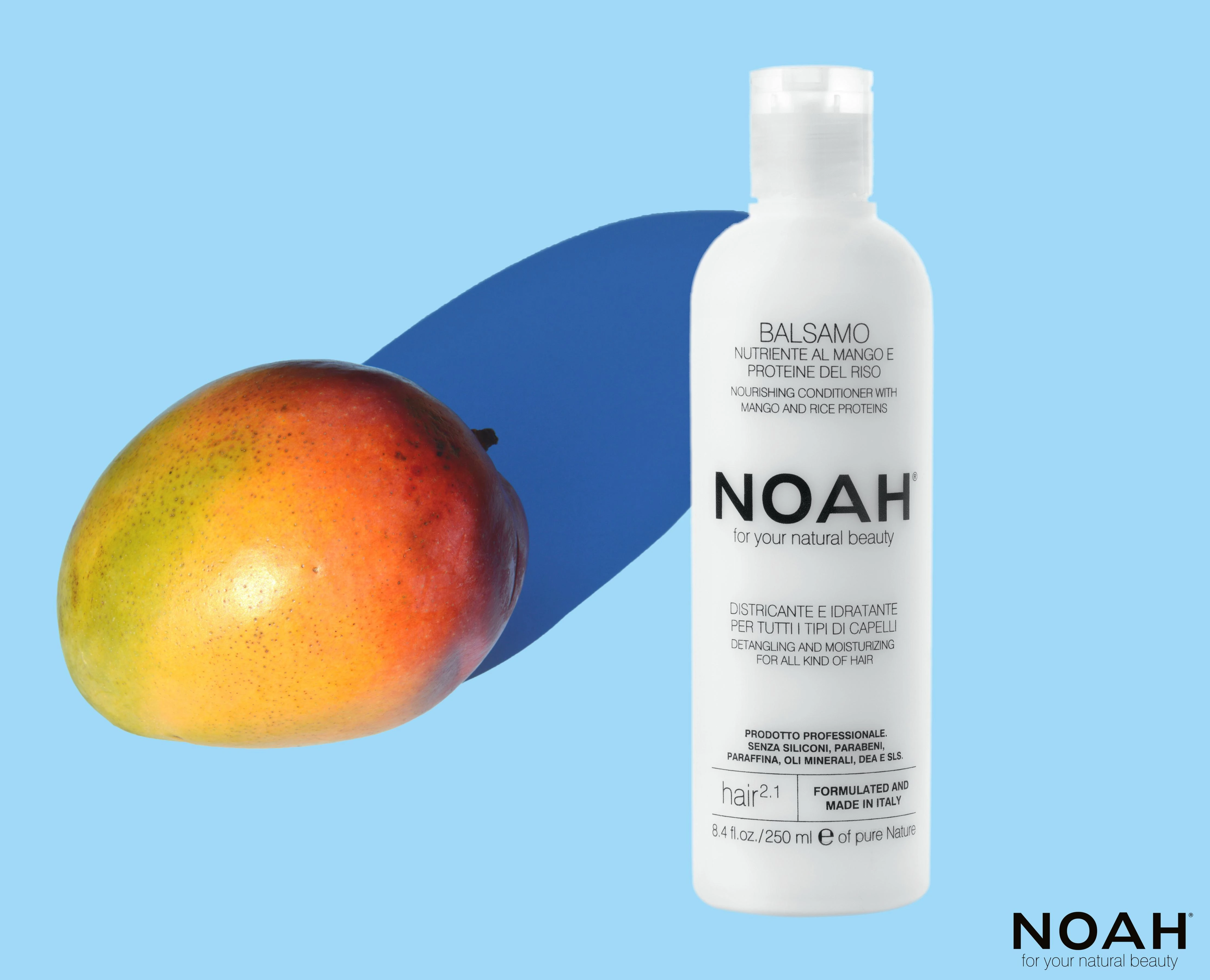 Noah 2.1. maitininantis Conditioner With Mango And Rice Proteins Maitinamasis balzamas lengvinantis plaukų iššukavimą, 250 ml