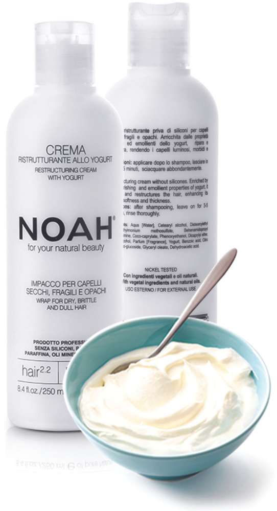 Noah 2.2. Restructuring Kreminis With Yogurt Atstatomoji kaukė sausiems ir pažeistiems plaukams, 250 ml
