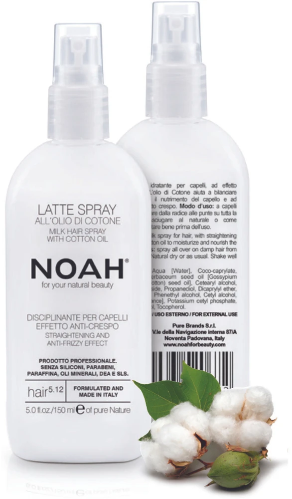 Noah 5.12. Milk Plaukų lakas With Cotton Oil Plaukų pienelis, apsaugantis nuo vėlimosi, 150 ml