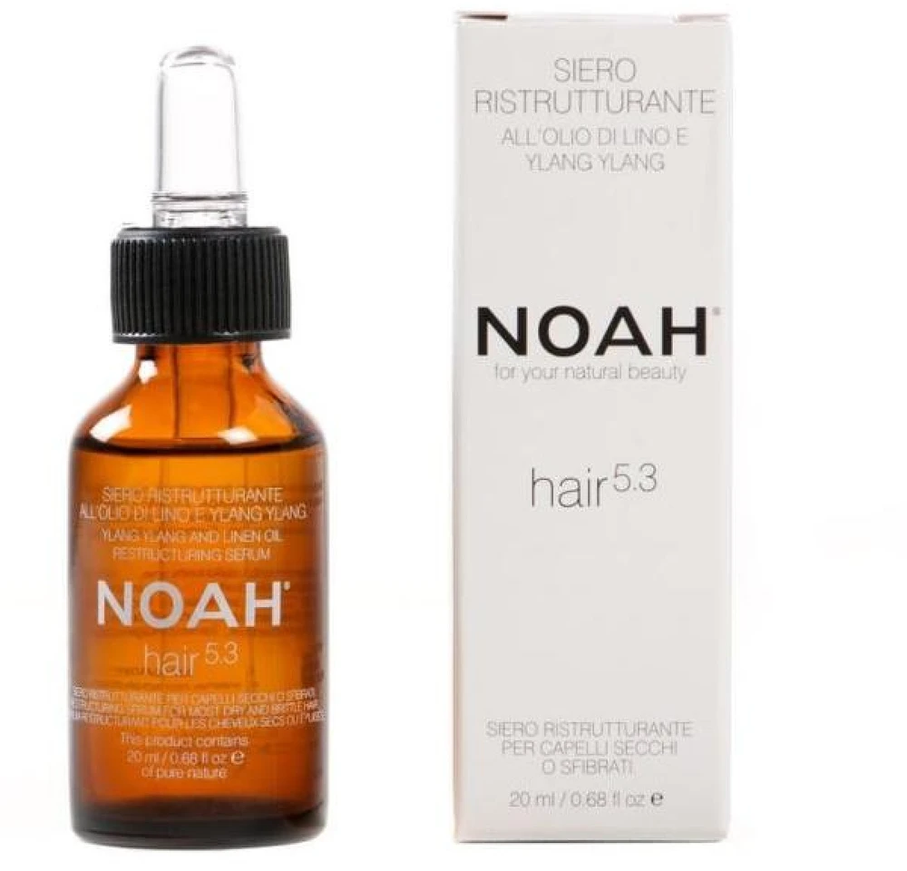 Noah 5.3. Ylang Ylang Restructuring Serum Serumas sausiems ir pažeistiems plaukams, apsaugantis nuo galiukų šakojimosi, 20 ml