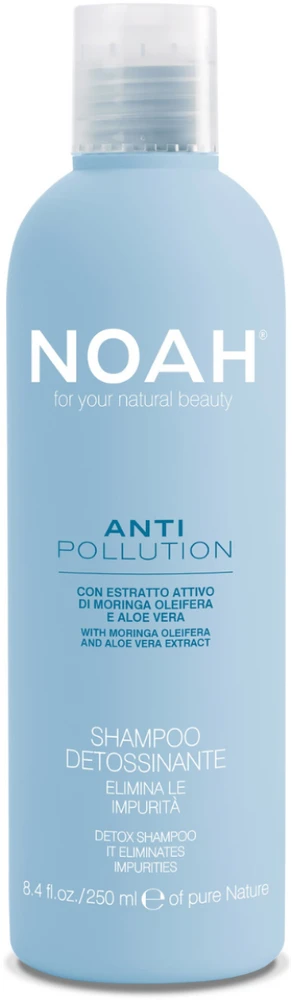 Noah Anti Pollution Detox Šampūnas Valomasis-drėkinamasis šampūnas su alijošiaus ir aliejinės moringos ekstraktais, 250 ml