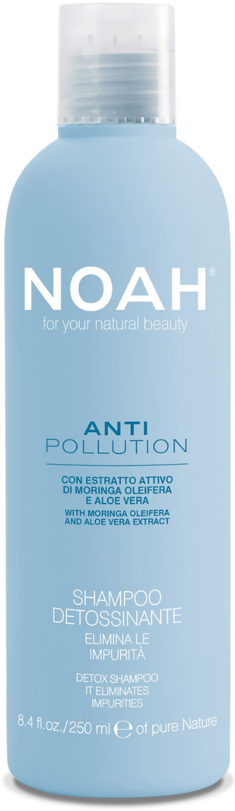 Noah Anti Pollution Detox Šampūnas Valomasis-drėkinamasis šampūnas su alijošiaus ir aliejinės moringos ekstraktais, 250 ml