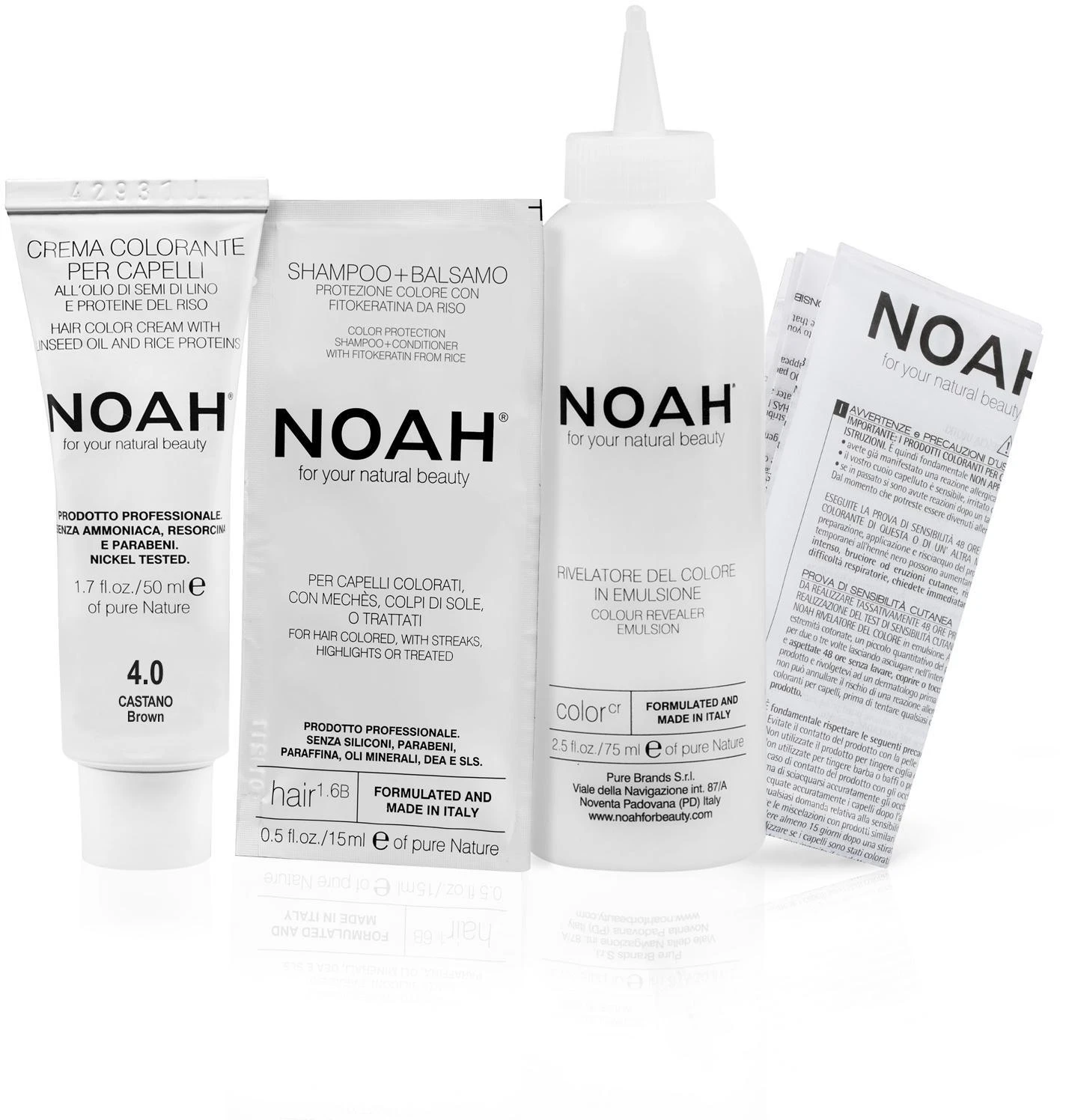 Noah Permanent Hair Dye 4.0 Brown Ilgalaikiai plaukų dažai, 140 ml