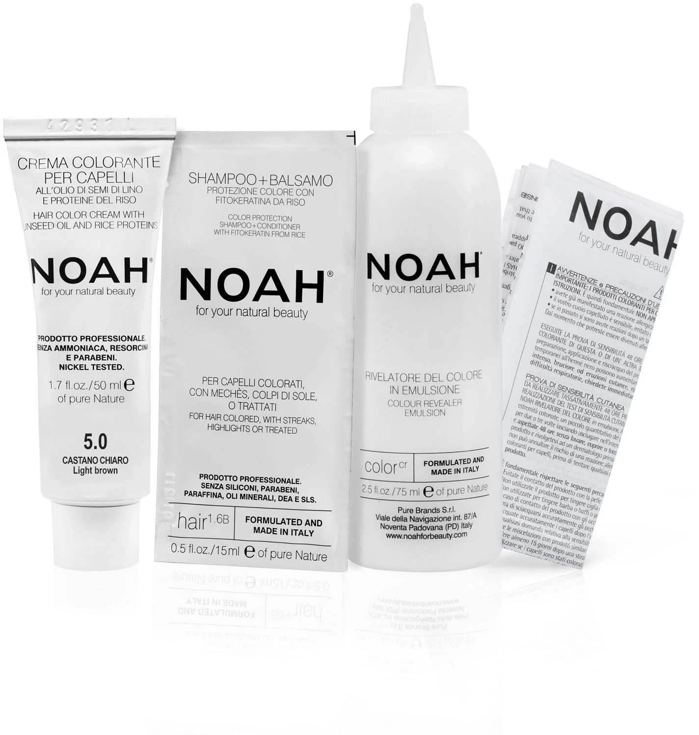 Noah Permanent Hair Dye 5.0 šviesiai rudas Ilgalaikiai plaukų dažai, 140 ml