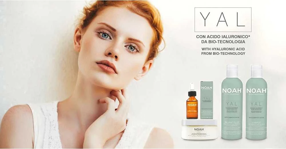 Noah YAL Re-Hydrating And Volumizing Filler Conditioner Atkuriamasis drėkinantis ir purumo suteikiantis balzamas su hialurono rūgštimi ir čiobreliais, 250 ml