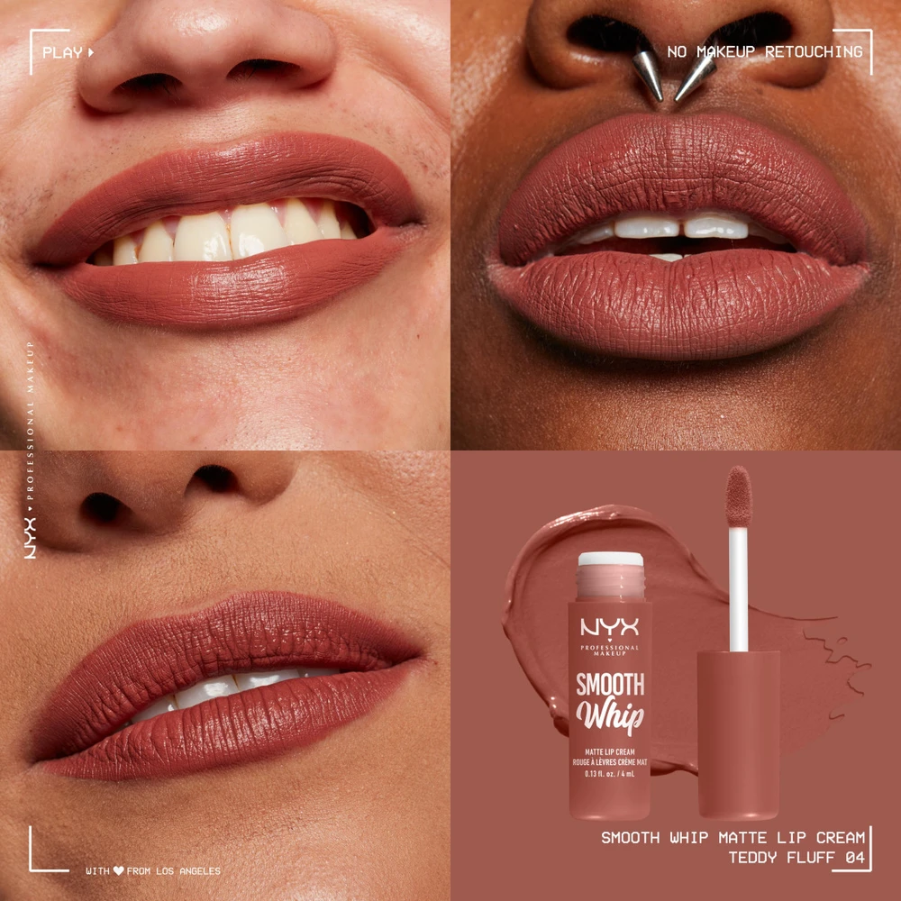 NYX Matiniai skysti lūpų dažai Smooth Whip, 4 ml, spalva - Teddy Fluff