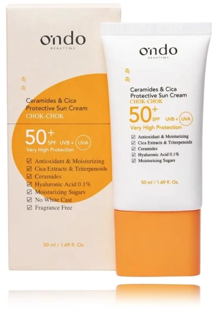 Ondo Beauty 36.5 CHOK-CHOK Ceramides & Cica Protective Sun Kreminis SPF 50+ apsauginis veido kremas nuo saulės, 50 ml