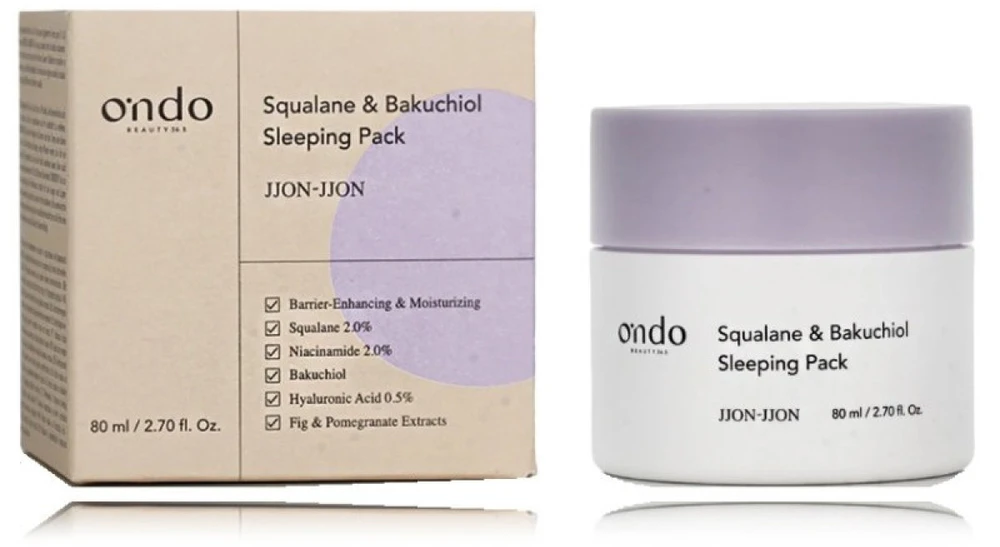 Ondo Beauty 36.5 JJON-JJON Squalane & Bakuchiol Sleeping Pack naktinė priemonė veidui, 80 ml
