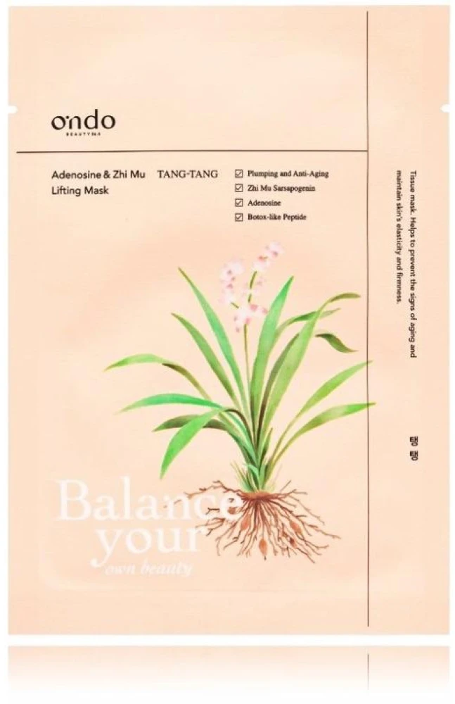 Ondo Beauty 36.5 TANG-TANG Adenosine & Zhi Mu Lifting Mask pakelianti lakštinė veido kaukė, 25 g