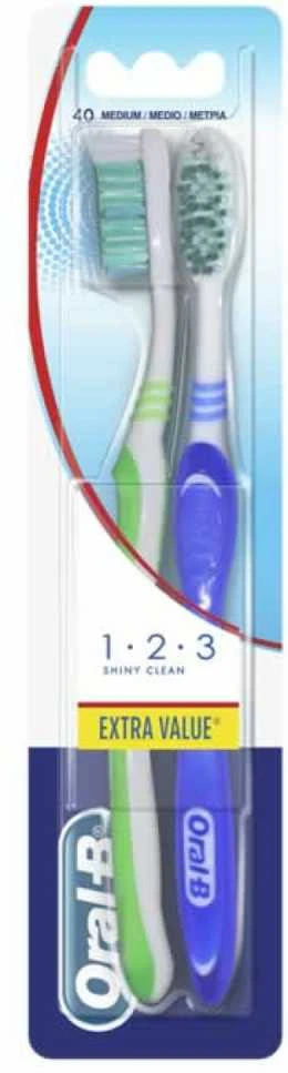 "Oral-B Shiny Clean" dantų šepetėlis vidutinis 2 vienetai
