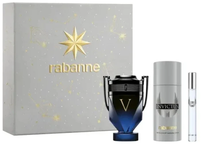 Paco Rabanne Rabanne Invictus Victory Eliksyras Eau De Perfume Purškiklis, 100 ml Set 3 Pieces