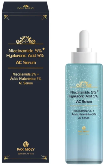 PaxMoly Ac Serum Niacinamide 5% + Hyaluronic Acid 5% Anti-Aging Day & Night Serum For Face, 50 ml