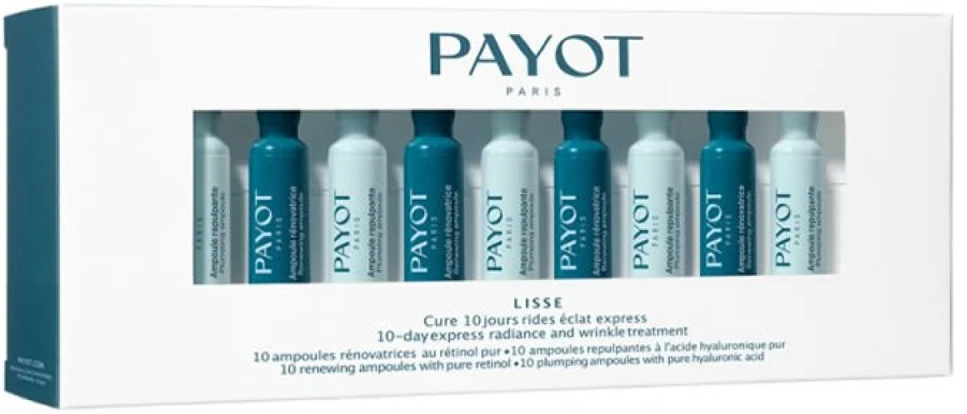 Payot Lisse Cure 10 Jours Rides Éclat Express priemonė nuo raukšlių su hialurono rūgštimi ir retinoliu – 10 dienų kursas moterims